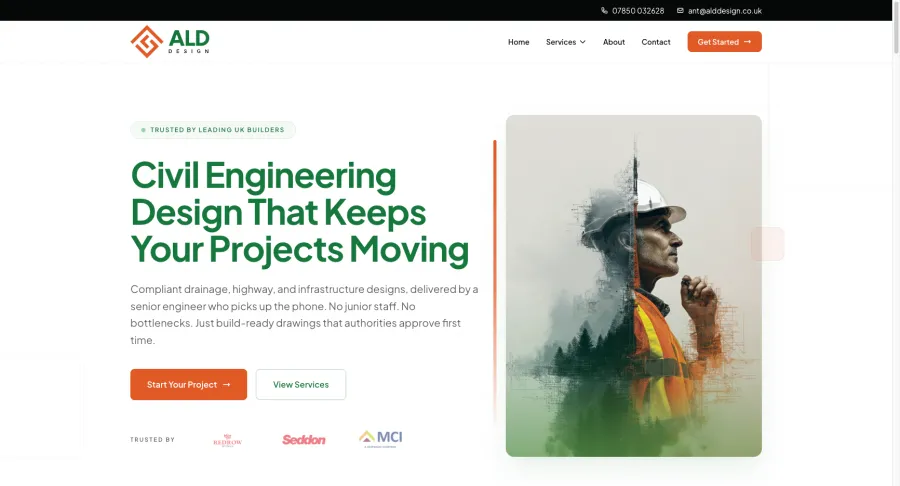 Screenshot of the ALD Design website