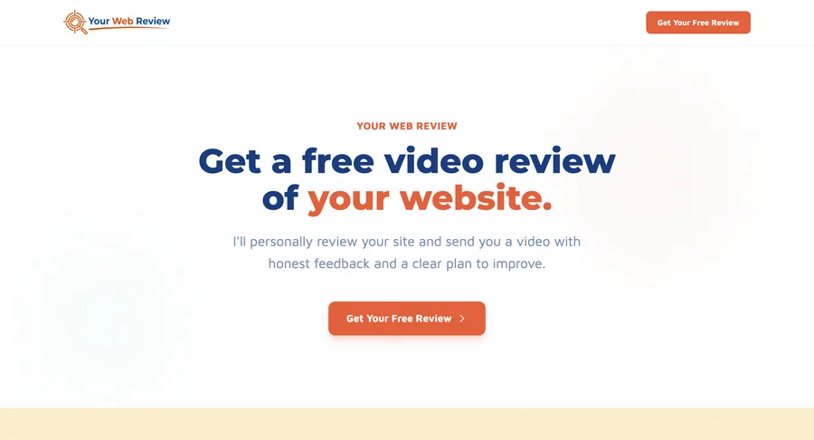 Screenshot of the Your Web Review website